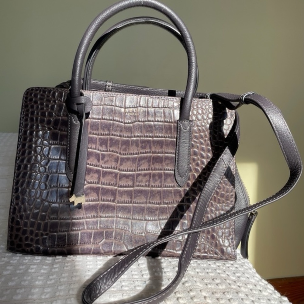 Radley London Black/Gray Croc Embossed Satchel. New w/o tag Organization Leather